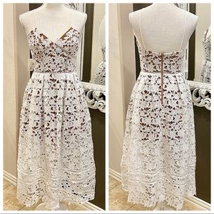 MINUSEY Floral Lace MIDI Dress White SMALL